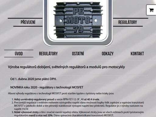 pe - moto 79 s.r.o. - český výrobce kvalitních regulátorů dobíjení pro motocykly.