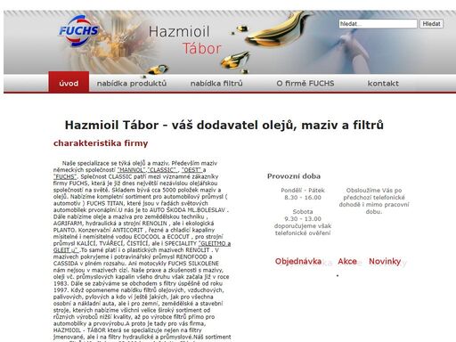 reseller of oils, lubricants and filters, authorized fuchs dealer for south bohemia, radoslav hazmuka