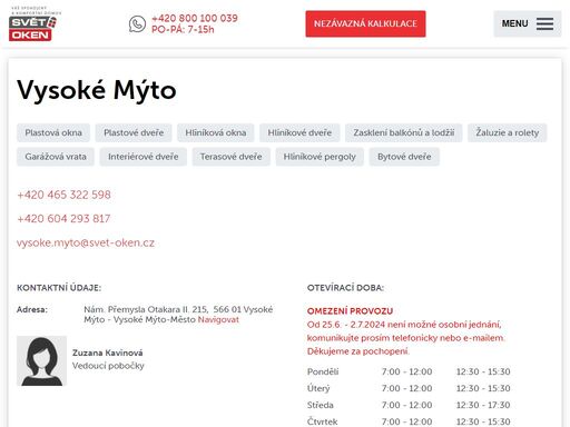 svet-oken.cz/cz/pobocky/vysoke-myto.html
