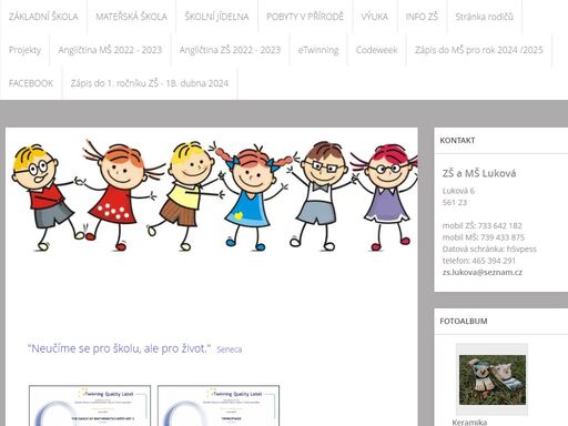 internetové stránky malotřídní základní školy v lukové u lanškrouna, pardubický kraj
