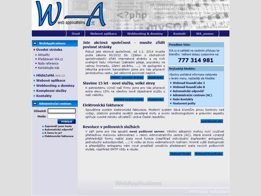 webapplications - vývoj webových aplikací, webových stránek a webhostingové služby na míru