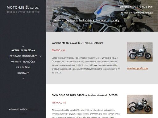 reference : facebook, motorkáři.cz, prodané motocykly