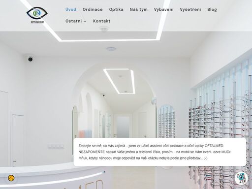 oční ordinace oftalmed nabízí komplexní služby v podobě péče oftalmologa – optometristy – optika.