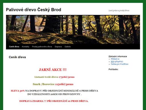 prodej palivového dřeva v českém brodě