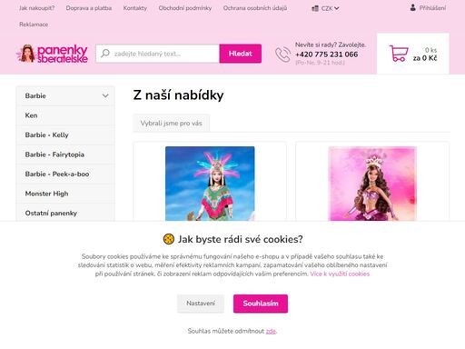 velký výběr sběratelských panenek barbie z nových i starších kolekcí. možnost objednání panenek dle přání zákazníka.