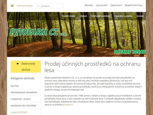 česká společnost fytofarm cz, s.r.o. se zaměřuje na výrobu a prodej účinných prostředků na ochranu lesa.