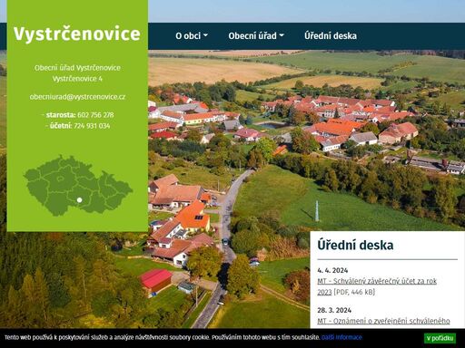 oficiální webové stránky obce vystrčenovice, kraj vysočina.