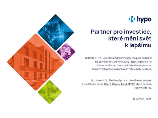 czech company founded in 2009 providing corporate consultancy in financial sector. realization of real estate projects and managment of non-performing loan recoveries. the company works mainly in the czech real estate market. khypo s.r.o. acts as a go between private capital, real estate developers and banks.