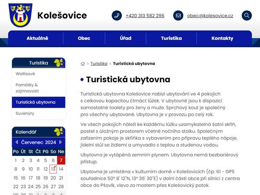 www.kolesovice.cz/turistika/turisticka-ubytovna