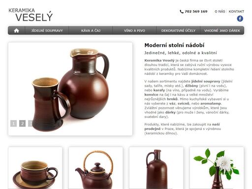keramika veselý je česká firma, která ručně vyrábí kvalitní nádobí - jídelní soupravy (talíře, misky), džbány, karafy, konvice, hrnky, vázy, svícny, aromalampy.
