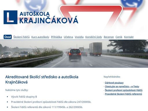 www.autoskolakrajincakova.cz