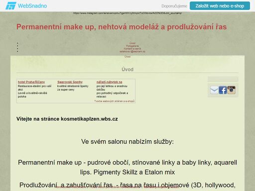 permanent, kosmetika, prodlužování řas, nehty plzen jih 