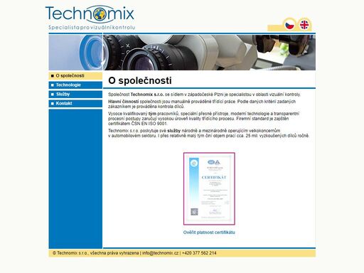 technomix, vizuální kontrola kvality