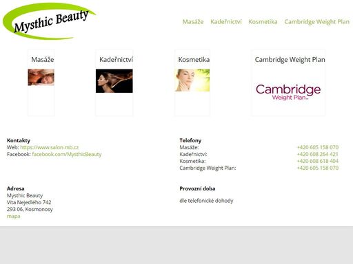 webová prezentace masážního a kosmetického salonu mysthic beauty