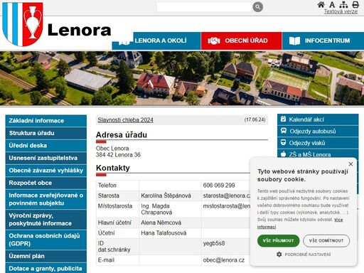 oficiální stránky obecního úřadu lenora. informace pro občany a podnikatele.