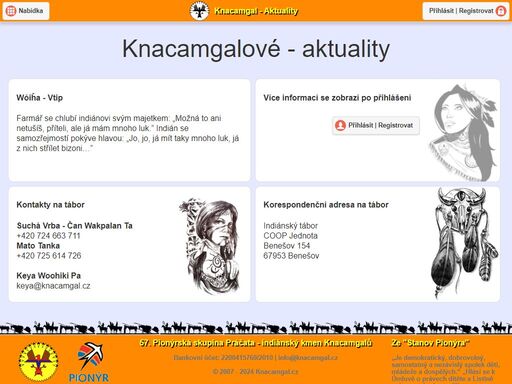 internetové srtánky indiánského kmene knacamgalové. 57. pionýrská skupiny práčata