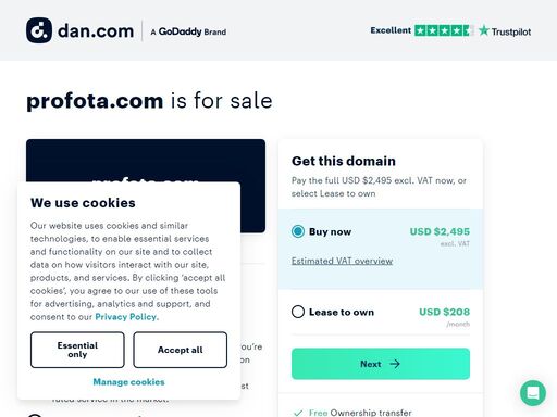 the domain name profota.com is for sale. make an offer or buy it now at a set price.