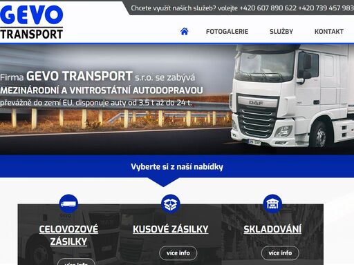 dopravní firma gevo transport s.r.o. byla zaregistrována v roce 2005 a vznikla transformací firmy vojtěch gerhát – gevo jejíž historie sahá do roku 1993 kdy byla založena a je ryze českou firmou.