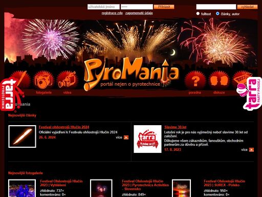pyromania, portál nejen o pyrotechnice! články, fotogalerie, videa, poradna, diskuze a další.