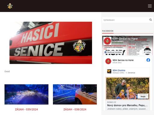 oficiální webové stránky sboru dobrovolných hasičů senice na hané