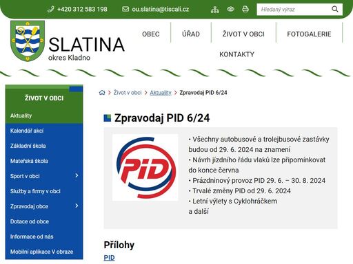 oficiální stránky obce slatina