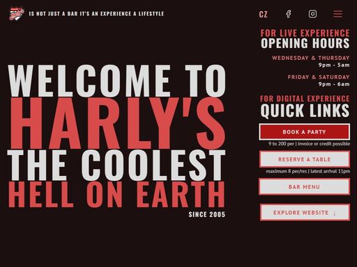 book the party of a lifetime in prague's the coolest hell on earth!!! opening hours: wed-thu | 9pm-5am fri-sat | 9pm-6pm