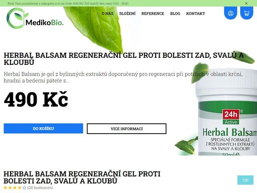 jsme česká firma, která si zakládá na kvalitních, čistě přírodních produktech jako je gel herbal balsam, který uleví od bolesti zad, svalů a kloubů.