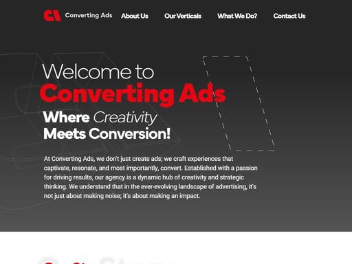 at convertingads, we strive to improve and simplify purchase and sale of internet traffic. our mission is to develop a service that will enable anyone at any time to buy 100% human internet traffic (currently, robots account for up to 36% of internet traffic). when we succeed, we can save advertisers up to $ 30 billion per year.