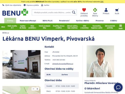 ?lékárna se nachází u vstupu do areálu nemocnice. možnost bezplatného parkování. mimo jiné nabízíme široký sortiment léčivých čajů a zdravotnických pomůcek.?