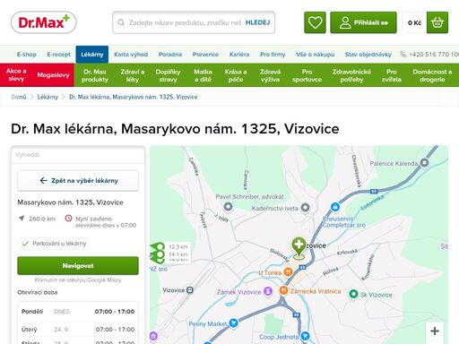 dr. max lékárna, masarykovo nám. 1325, vizovice | dr. max lékárna