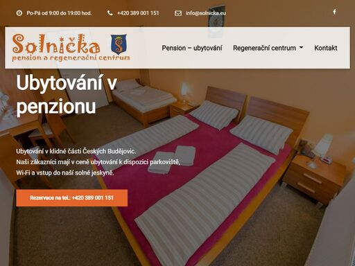 nabízíme pokoje k ubytování v městské části české budějovice. součástí prostor je regenerační centrum.
