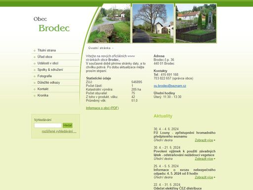oficiální stránky obce brodec