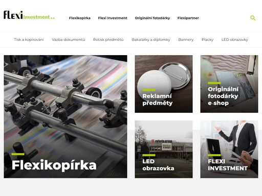 naše firma nabízí profesionální copycentrum, led reklamu, investici do nákupu majetku nebo originální fotodárky. více naleznete na našem webu www.flexiinvestment.cz.