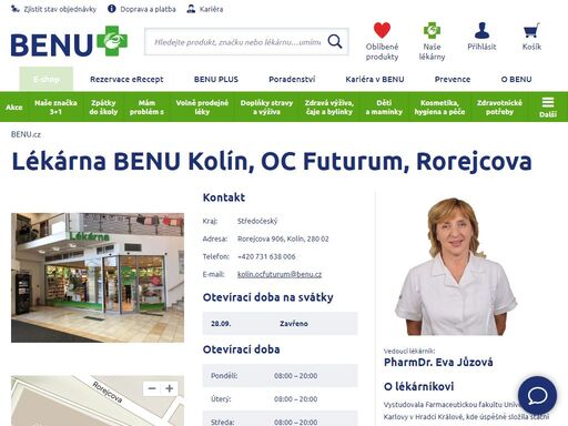 ?rozšířená otevírací doba, bezbariérový přístup, výdejna e-shopu. rozšířený sortiment dermokosmetiky, geriatrické a zubní péče a speciální a dětské výživy.?