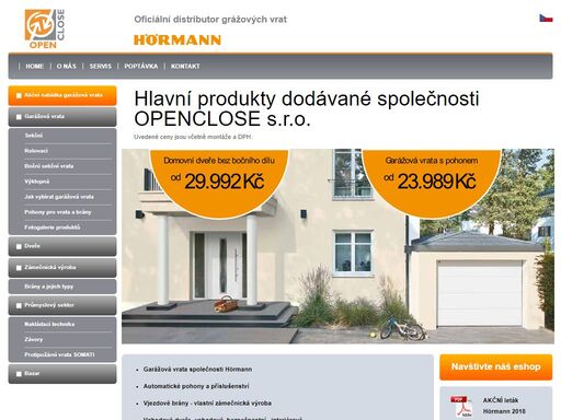 hlavní produkty dodávané společnosti openclose s.r.o. - oficiální distributor garážových vrat hörmann
