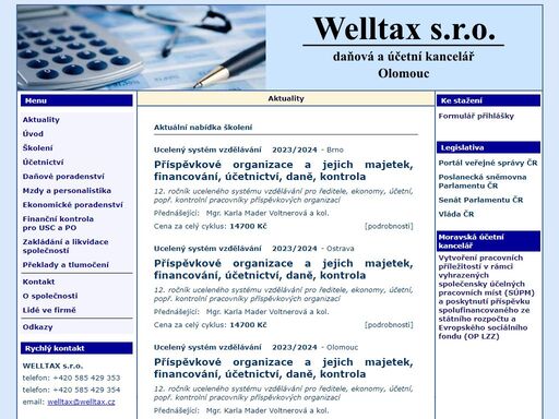 internetová prezentace olomoucké daňové a účetní kanceláře welltax.